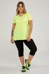 V Yaka Yırtmaçlı Basic Tshirt-NEON SARI