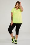 V Yaka Yırtmaçlı Basic Tshirt-NEON SARI