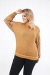 Waffle Kumaş Kolu Dantelli Sweat-HARDAL