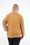 Waffle Kumaş Kolu Dantelli Sweat-HARDAL