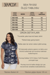 Yuvarlak Yaka Kamuflaj Desen Basic Tshirt-MAVİ