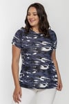 Yuvarlak Yaka Kamuflaj Desen Basic Tshirt-MAVİ