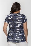 Yuvarlak Yaka Kamuflaj Desen Basic Tshirt-MAVİ