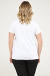 Yuvarlak Yaka Önü Nakışlı Tshirt-BEYAZ