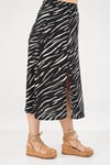 Zebra Desen Yırtmaçlı Etek-SİYAH 