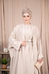 2'li Keten Takım Abaya - Bej 