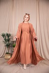 2'li Takım Keten Abaya - Taba