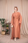 2'li Takım Keten Abaya - Taba