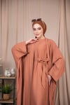 2'li Takım Keten Abaya - Taba