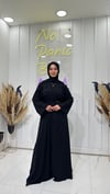3 Boyutlu Çiçekli Abaya - Siyah