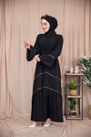 Dizde Biyeli Abaya - Siyah