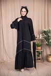 Dizde Biyeli Abaya - Siyah