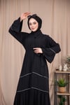 Dizde Biyeli Abaya - Siyah