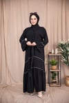 Dizde Biyeli Abaya - Siyah