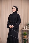 Dizde Biyeli Abaya - Siyah