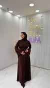 İnci Şeritli Abaya-Acı Kahve