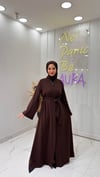 İnci Şeritli Abaya-Acı Kahve