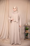 İnci Şeritli Abaya- Bej