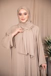 İnci Şeritli Abaya- Bej