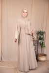 İnci Şeritli Abaya- Bej