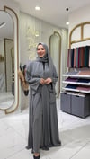 İnci Şeritli Abaya - Füme