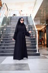 İnci Şeritli Abaya - Siyah