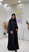 İnci Şeritli Abaya- Siyah