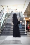 İnci Şeritli Abaya - Siyah