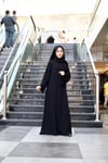 İnci Şeritli Abaya - Siyah