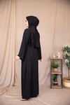İnci Şeritli Abaya - Siyah
