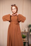 İnci Şeritli Abaya - Taba