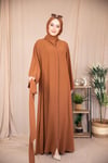 İnci Şeritli Abaya - Taba