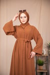 İnci Şeritli Abaya - Taba