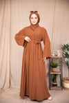 İnci Şeritli Abaya - Taba