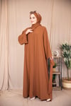 İnci Şeritli Abaya - Taba