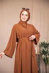 İnci Şeritli Abaya - Taba