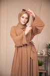 İnci Şeritli Abaya - Vizon