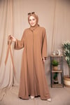 İnci Şeritli Abaya - Vizon