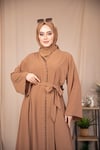 İnci Şeritli Abaya - Vizon