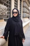 Kolu Güpürlü Abaya - Siyah 