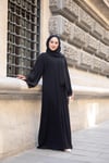 Kolu Güpürlü Abaya - Siyah 