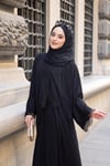 Kolu Güpürlü Abaya - Siyah 