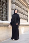 Kolu Güpürlü Abaya - Siyah 
