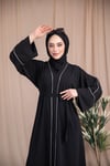 Omuz Biyeli Abaya - Siyah