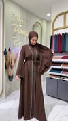 Taş Şerit Abaya - Acı Kahve 