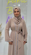 Taş Şerit Abaya - Bej 