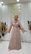 Taş Şerit Abaya - Bej 