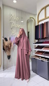 Yaka Büzgülü Elbise-Gül Kurusu
