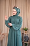 Yaka Büzgülü Elbise - Mint Yeşili 