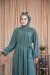 Yaka Büzgülü Elbise - Mint Yeşili 